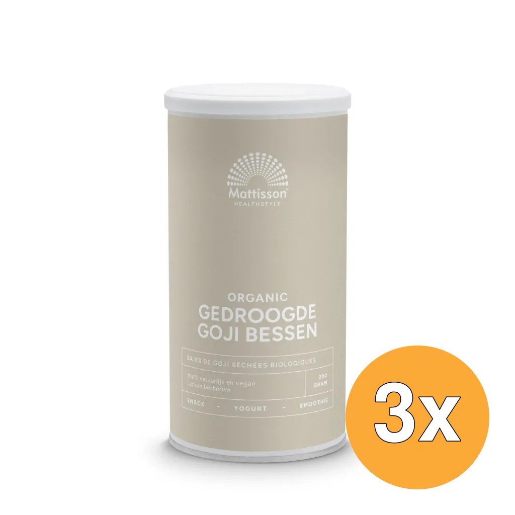 3x Mattisson Bessen Goji Gedroogd Pot Bio (200 gr)