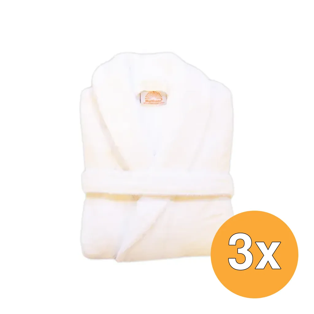 3x Mattisson Badjas White Biokatoen Maat L (1 stuk)