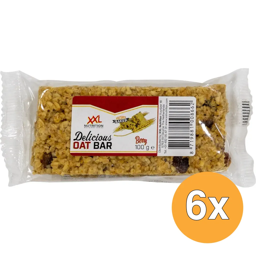 6x XXL Nutrition Delicious Oat Bar Bessen (Vegan) (100 gr)