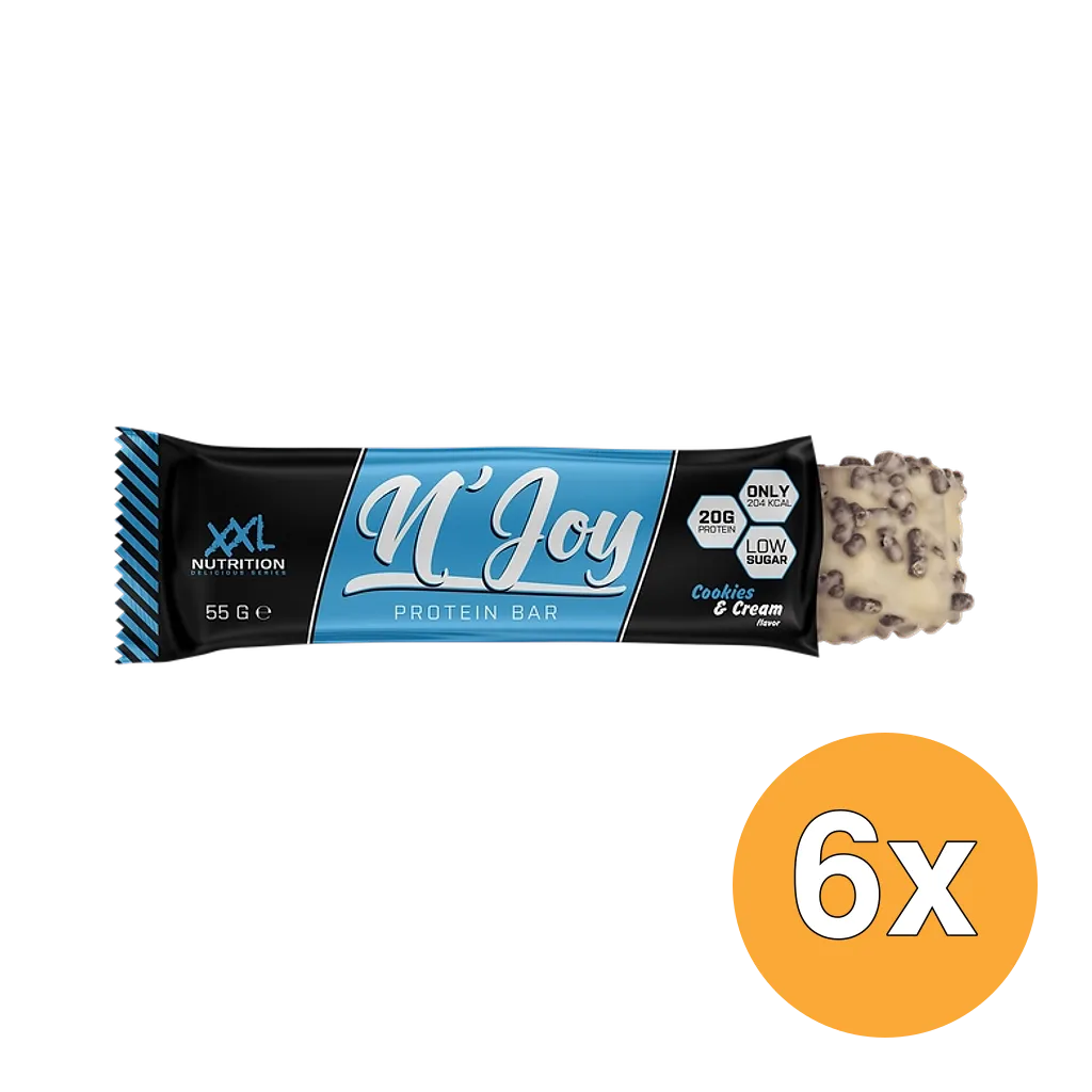 6x XXL Nutrition N'Joy Protein Bar Cookies & Cream (55 gr)