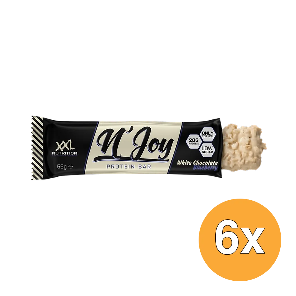 6x Xxl Nutrition N'Joy Protein Bar Witte Chocolade Blueberry (55 gr)