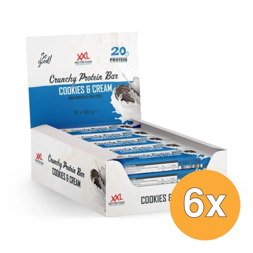 6x XXL Nutrition Crunchy Protein Bar Cookies & Cream (60 gr)
