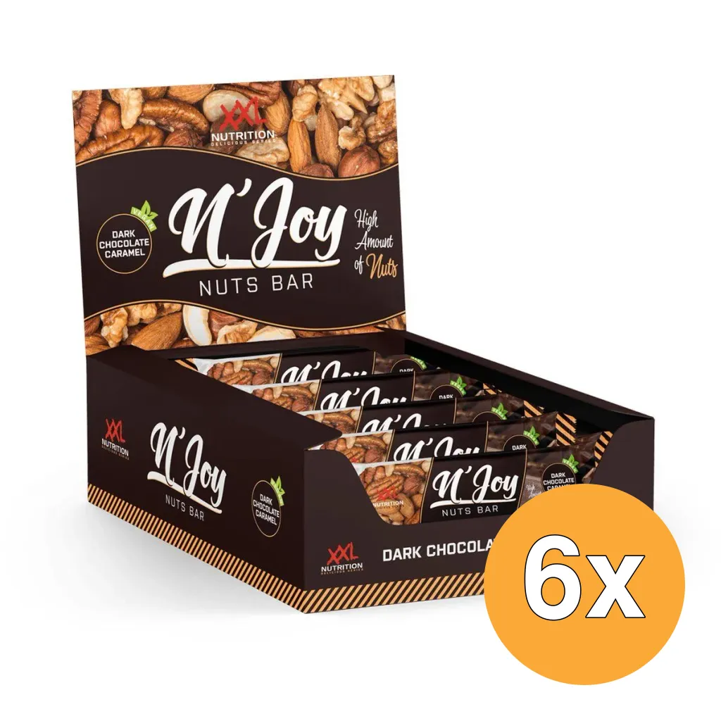 6x XXL Nutrition N'Joy Nuts Bar Dark Chocolate Caramel Vegan (40 gr)