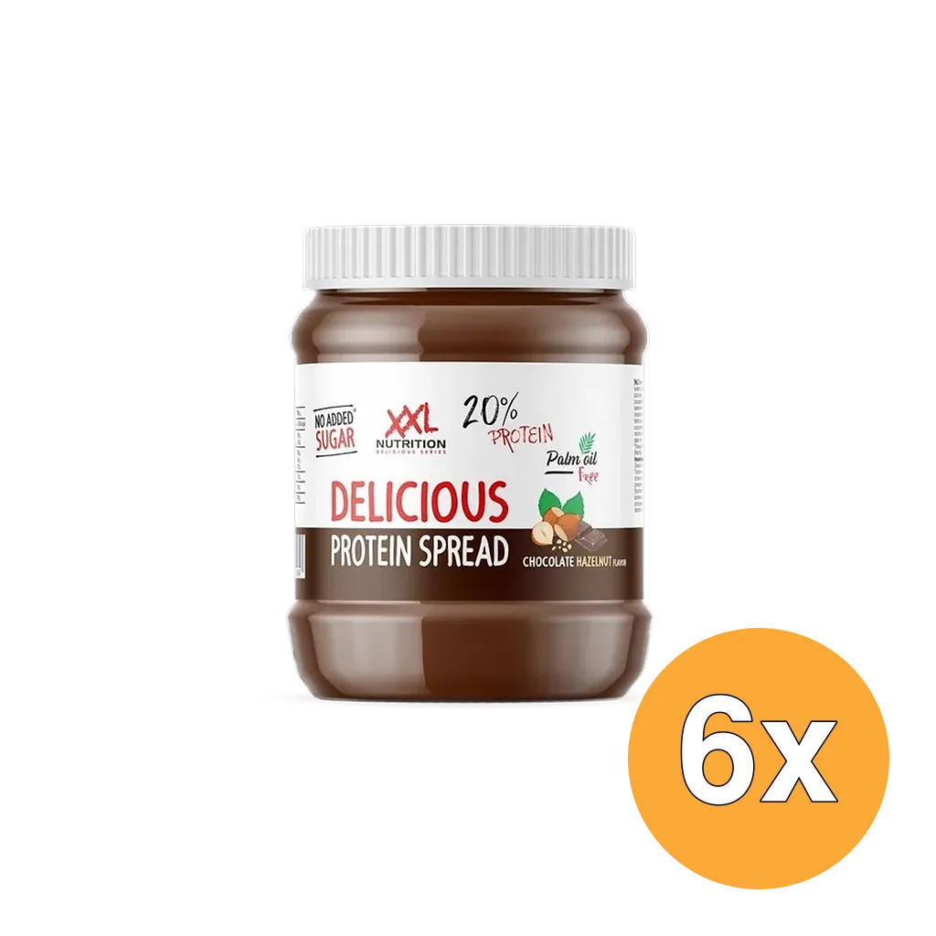 6x XXL Nutrition Delicious Protein Spread - Chocolade / Hazelnoot (330 gr)