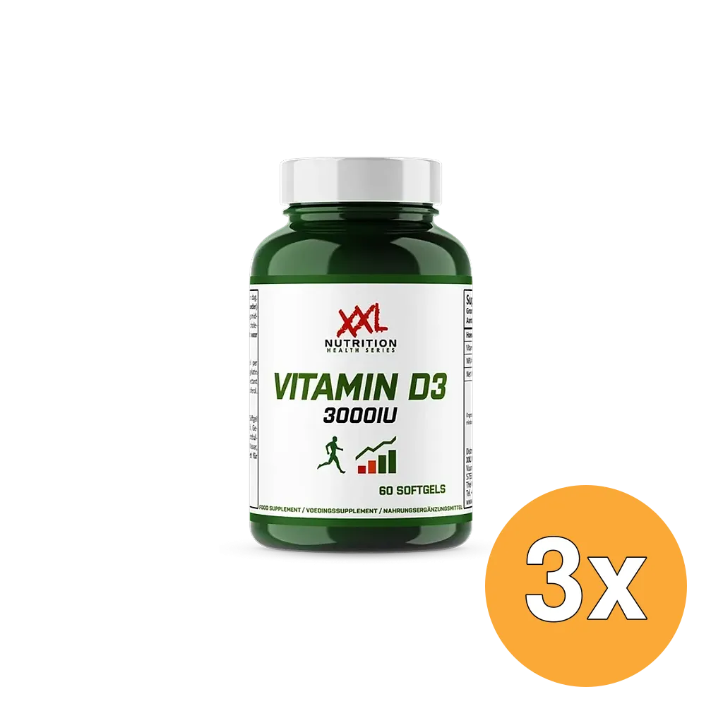 3x XXL Nutrition Vitamine D3 3000Iu (60 Softgels)