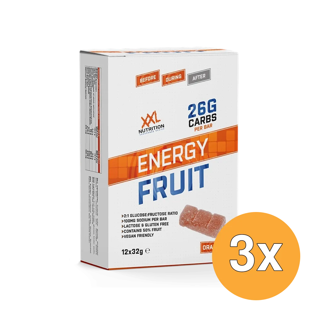 3x XXL Nutrition Energiereep Fruit Orange (12 X 32 gr)
