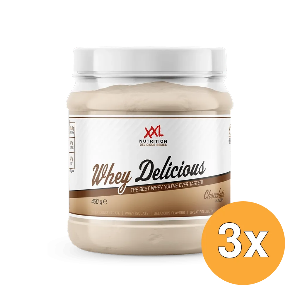 3x XXL Nutrition Whey Delicious Chocolade (450 gr)