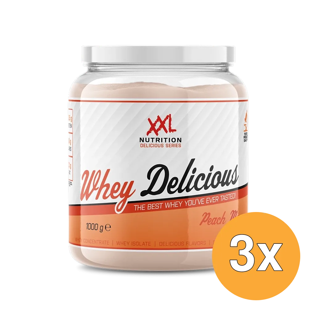 3x XXL Nutrition Whey Delicious Perzik / Mango (1000 gr)