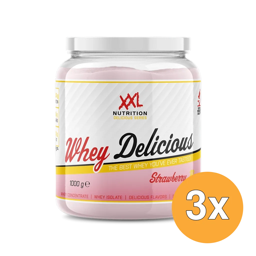 3x XXL Nutrition Whey Delicious Aardbei Banaan (1000 gr)