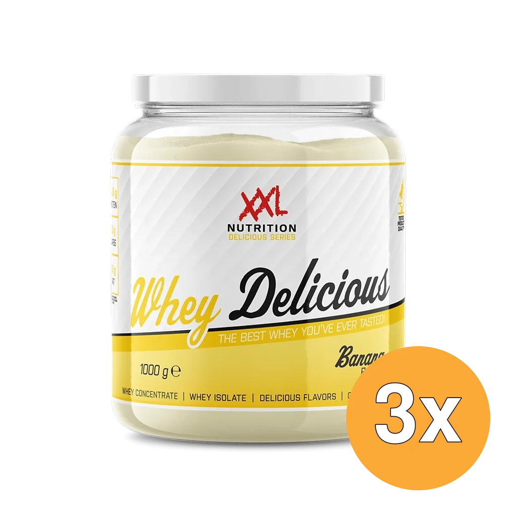 3x XXL Nutrition Whey Delicious Banaan (1000 gr)