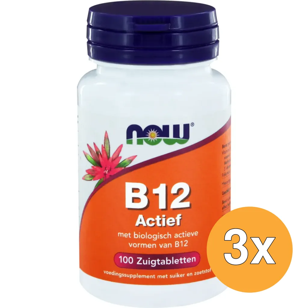 3x Now Vitamine B12 actief (100 zuigtabletten)