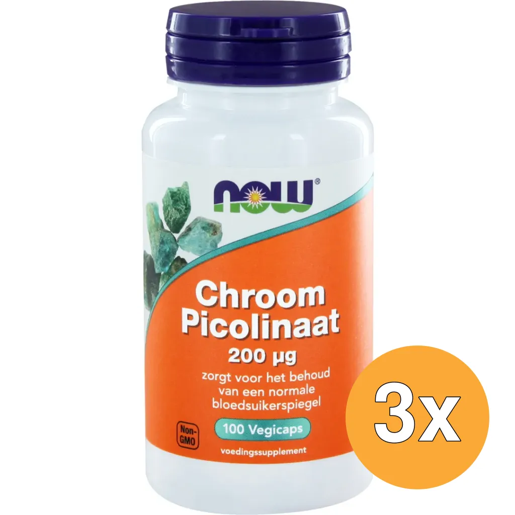 3x Now Chroom Picolinaat 200 mcg (100 vega capsules)
