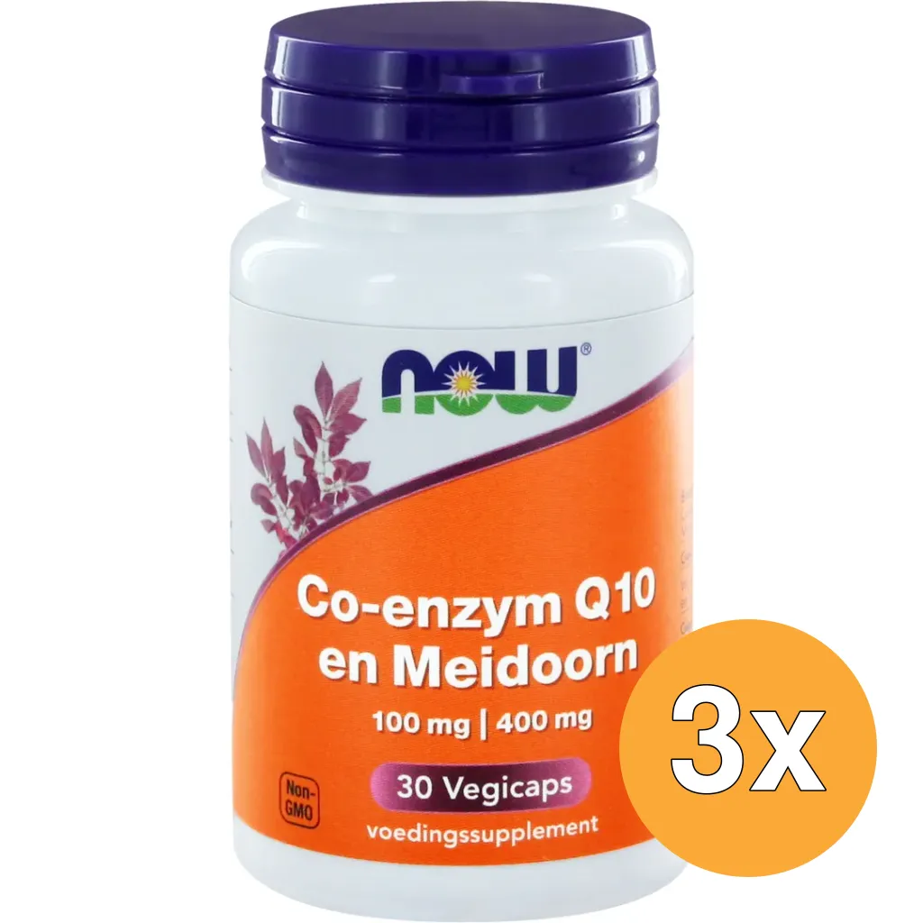 3x Now Co-Q10 100 mg met meidoorn (30 vega capsules)