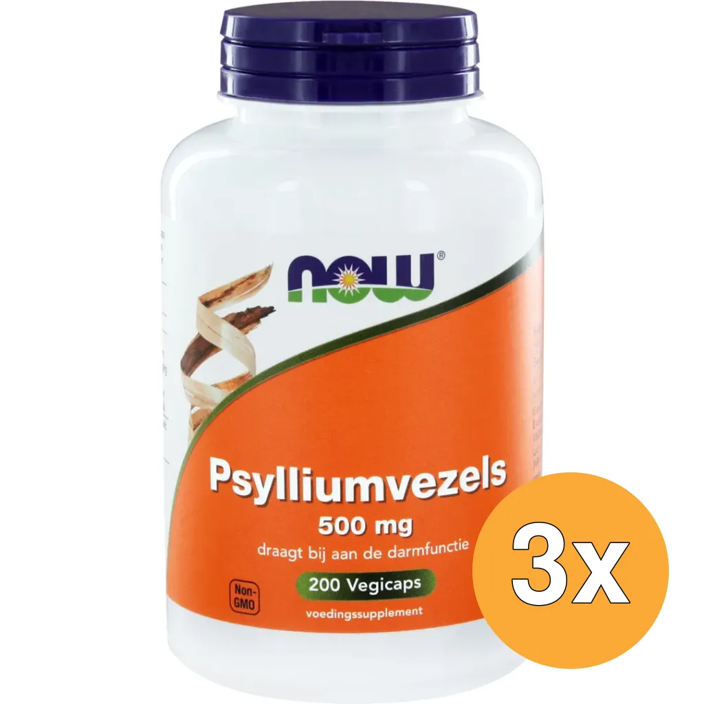 3x Now Psylliumvezels 500 Mg (200 vega capsules)