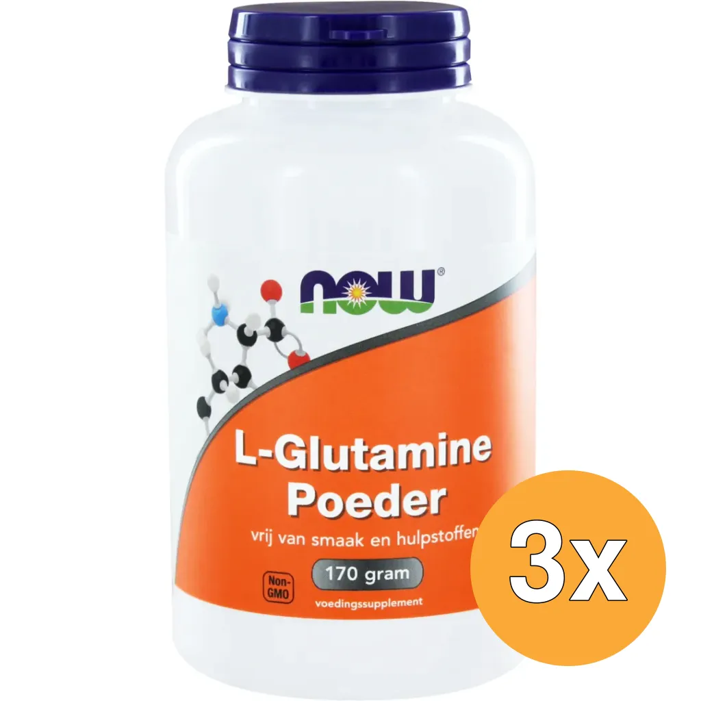 3x Now L-Glutamine poeder (170 gr)