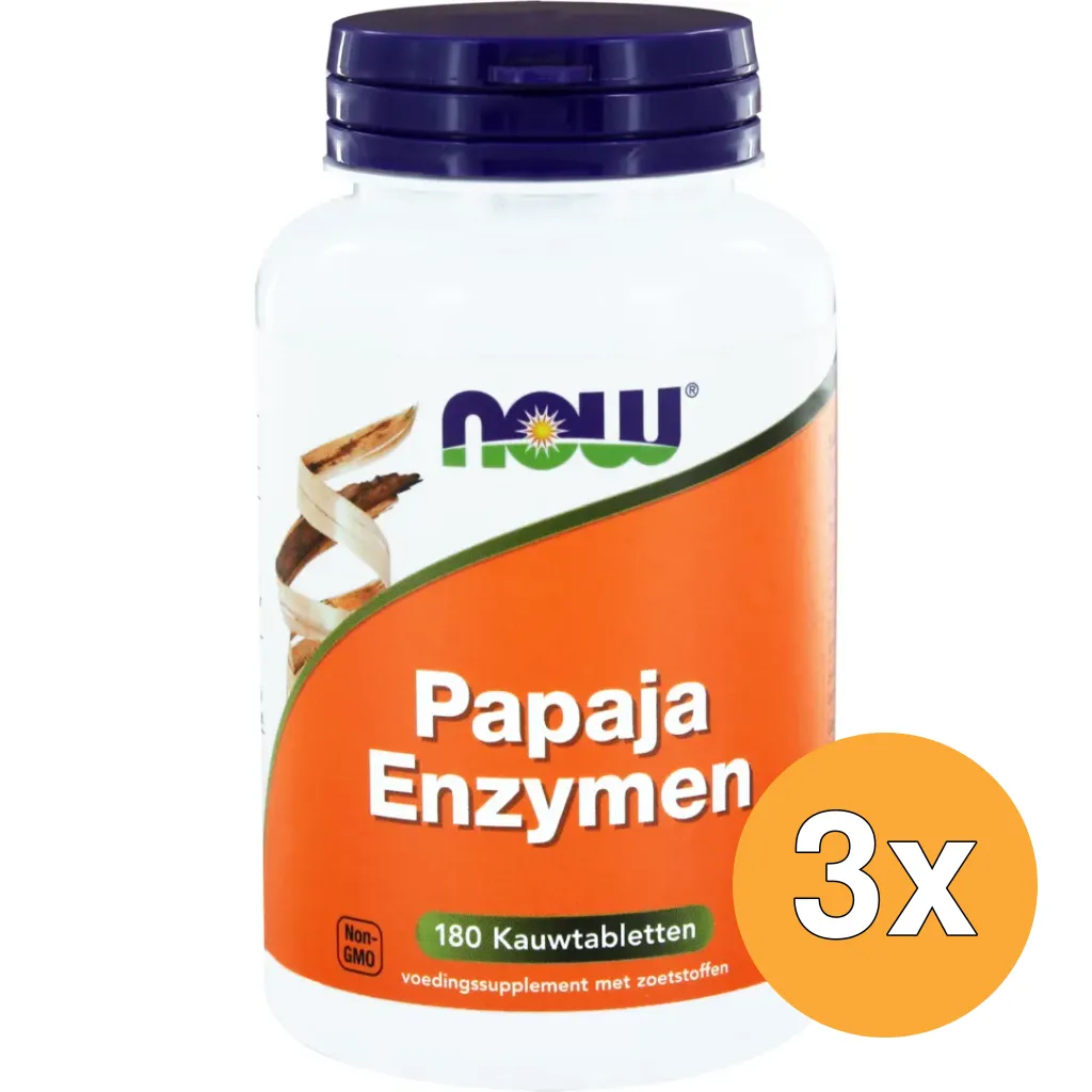 3x Now Papaya enzymen (180 kauwtabletten)