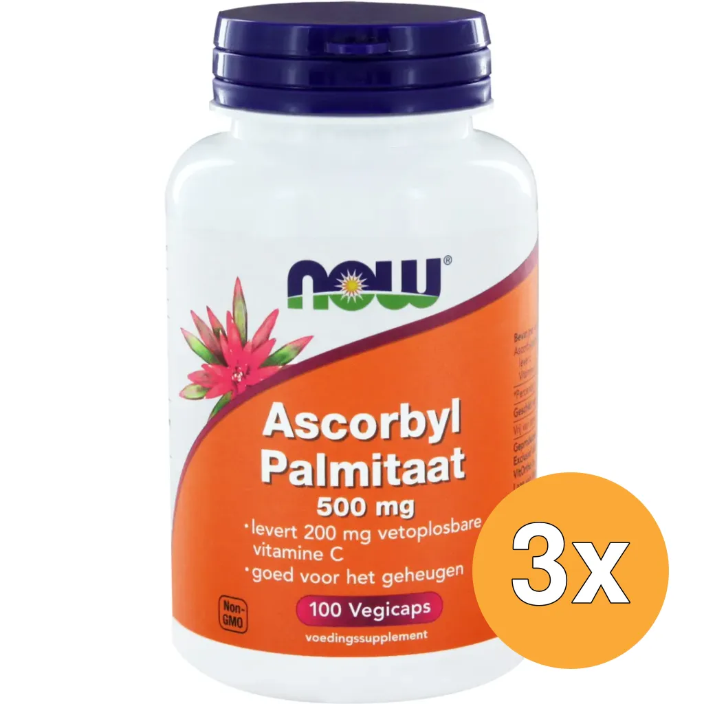 3x Now Ascorbyl palmitaat 500 mg (100 vega capsules)