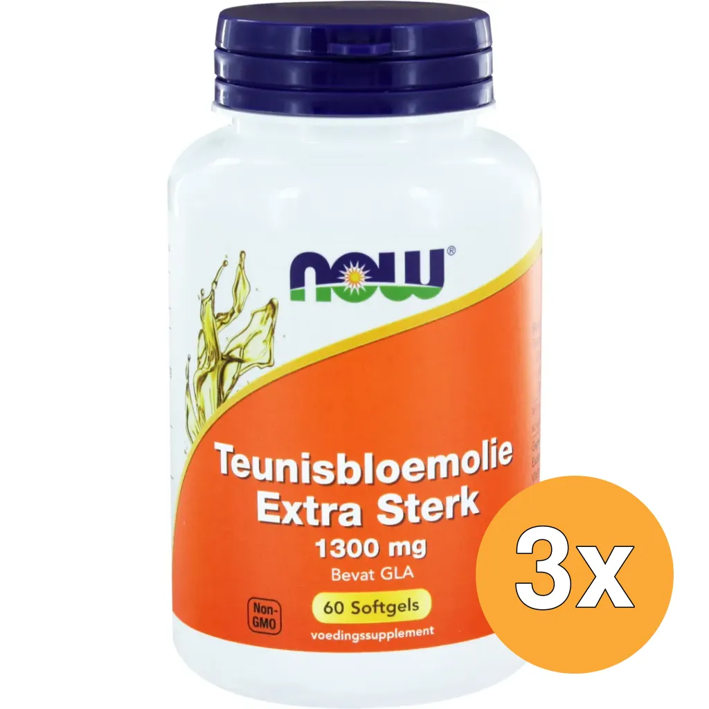 3x Now Teunisbloemolie Extra Sterk 1300 Mg (60 softgels)