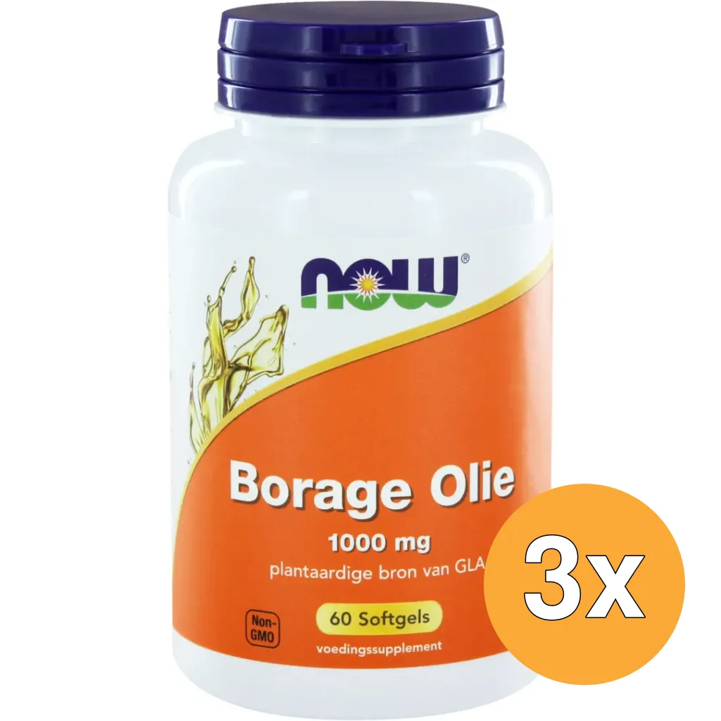 3x Now Borage Olie 1000 Mg (60 softgels)