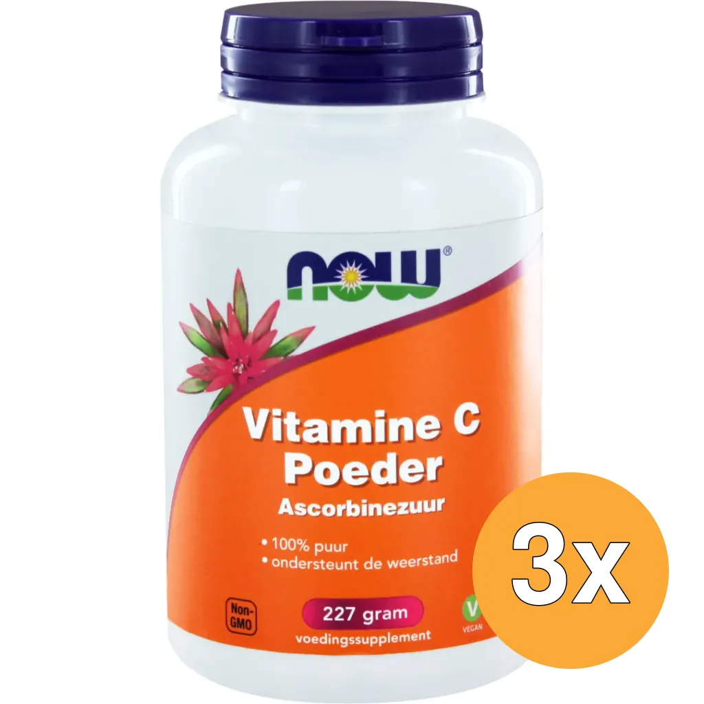 3x Now Vitamine C poeder ascorbinezuur (227 gr)