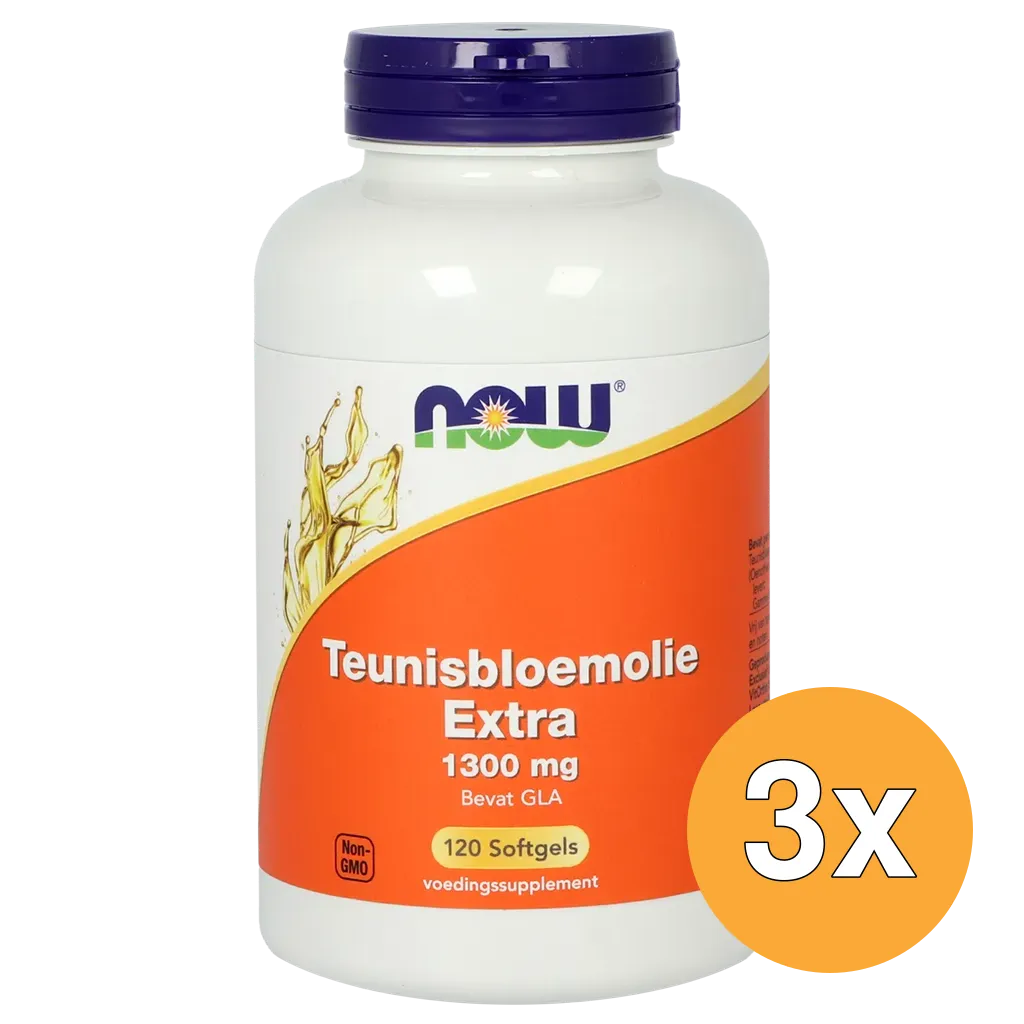 3x Now Teunisbloemolie Extra 1300Mg (120 softgels)