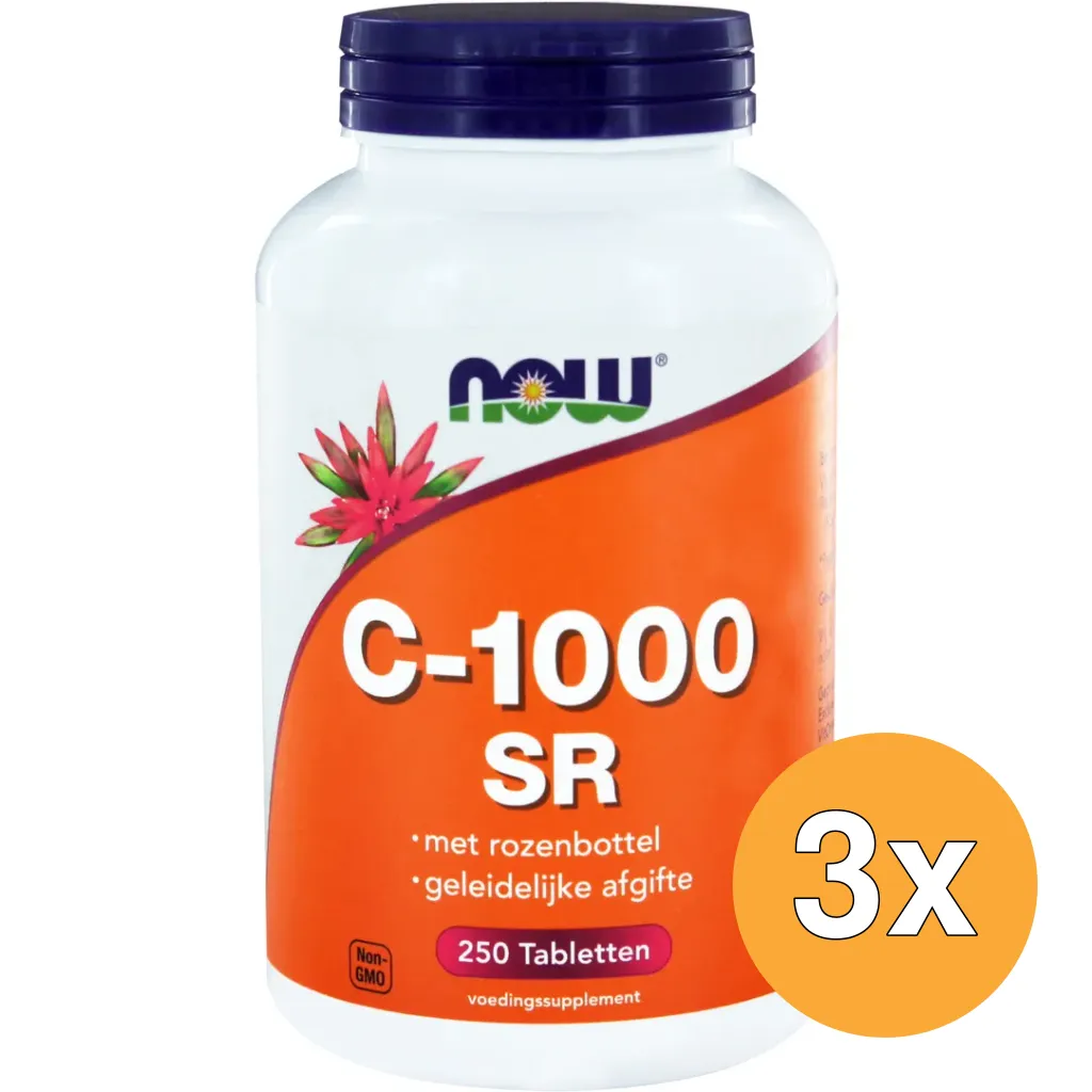 3x Now C-1000 Sustained Release met rozenbottel (250 tabletten)