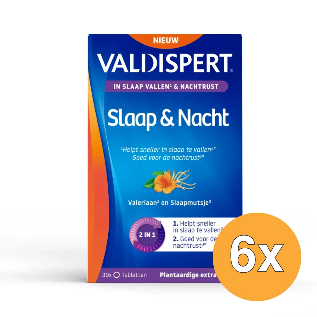 6x Valdispert Slaap & Nacht Melatonine 5 Htp (30 Tabletten)