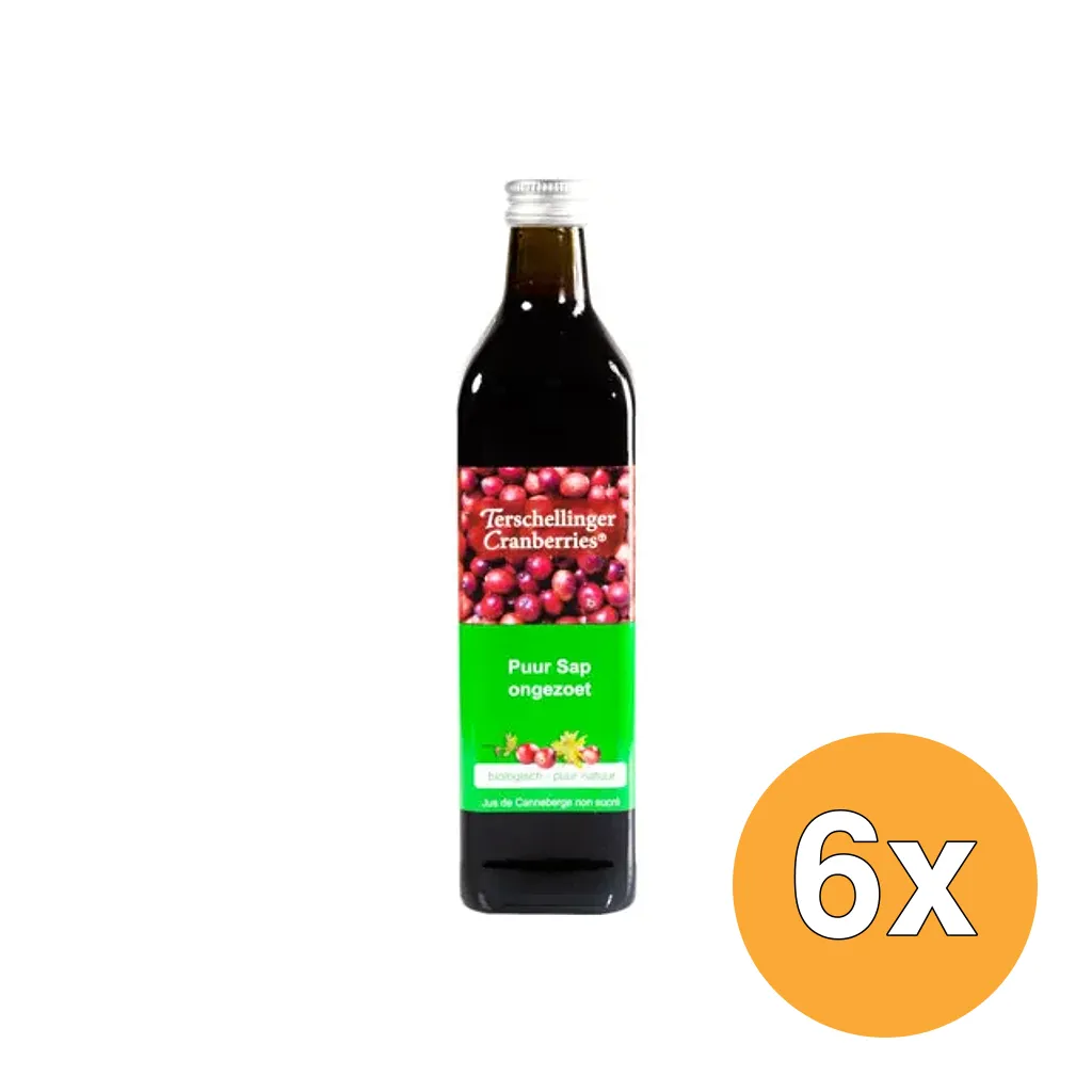 6x Terschellinger Cranberrysap ongezoet bio (750 ml)