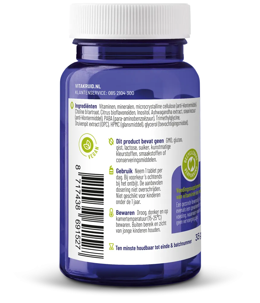 Vitakruid Multi Dag Man 100% Vegan (30 tabletten)