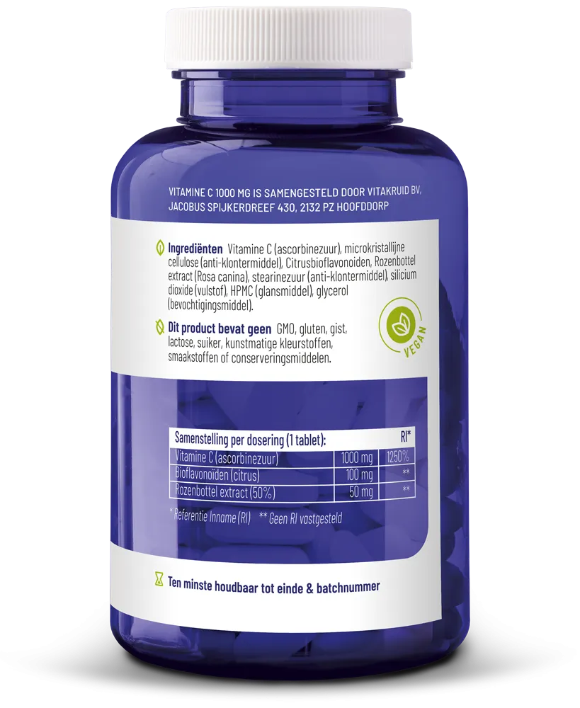 Vitakruid Vitamine C 1000 mg met Bioflavonoïden & Rozenbottel (180 tabletten) - image 2