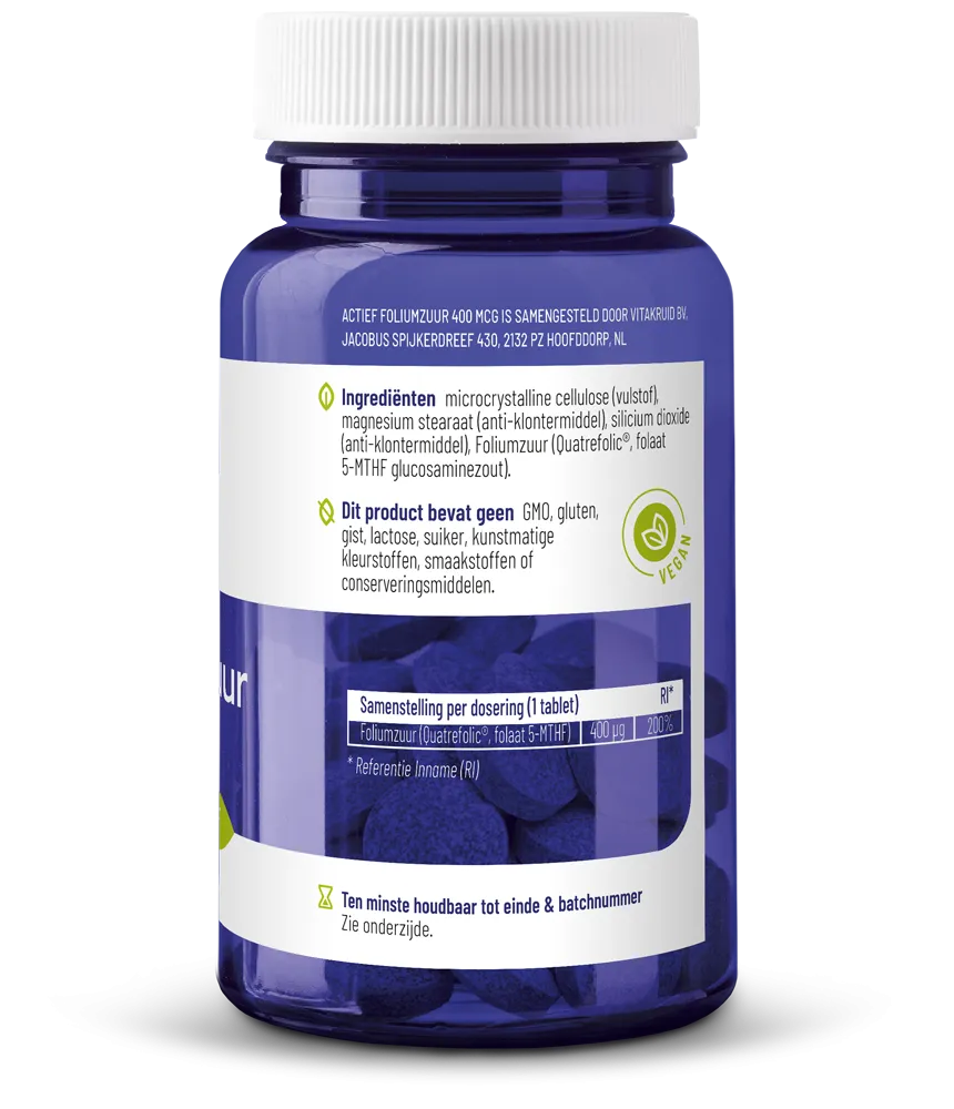 Vitakruid Actief Foliumzuur Quatrefolic® 5-MTHF 400 mcg (90 tabletten) - image 2