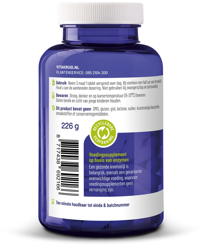 Vitakruid Glutazyme Spijsverteringsenzymen en L-Glutamine (180 tabletten)