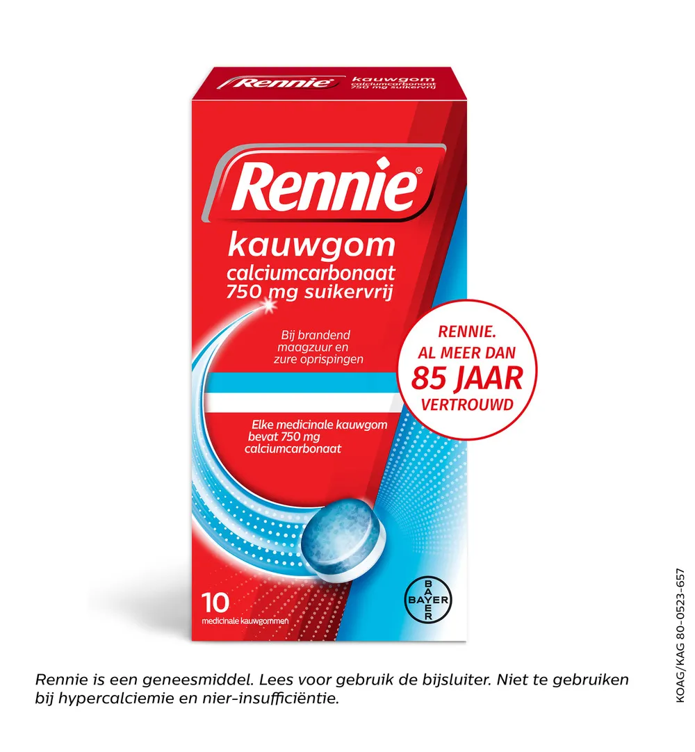 Rennie Kauwgom suikervrij 750mg (10stuks) - image 2