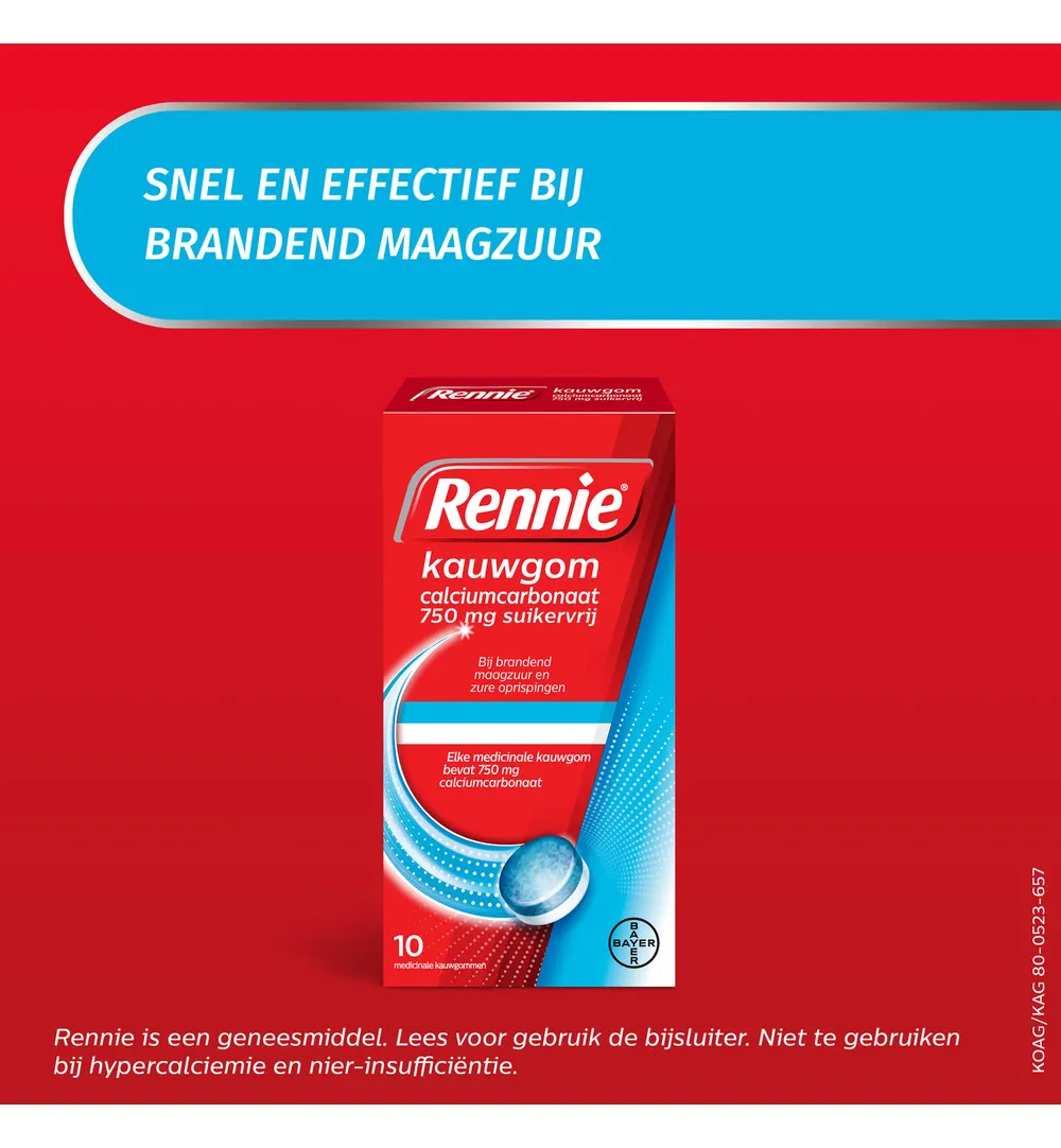 Rennie Kauwgom suikervrij 750mg (10stuks) - image 3