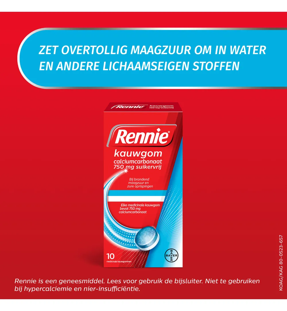 Rennie Kauwgom suikervrij 750mg (10stuks) - image 5