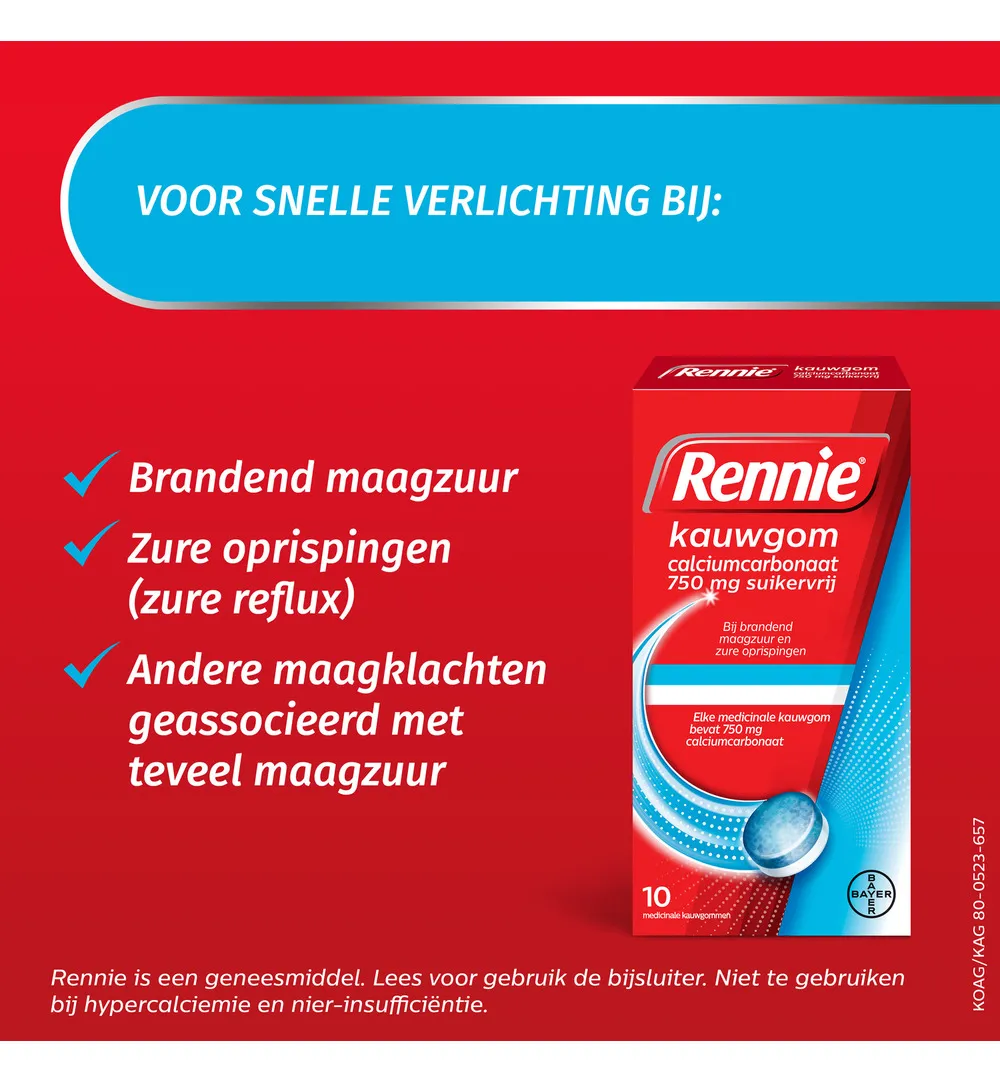 Rennie Kauwgom suikervrij 750mg (10stuks) - image 6