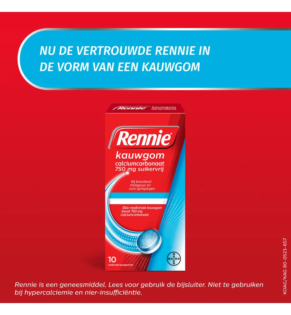 Rennie Kauwgom suikervrij 750mg (10stuks) - image 8