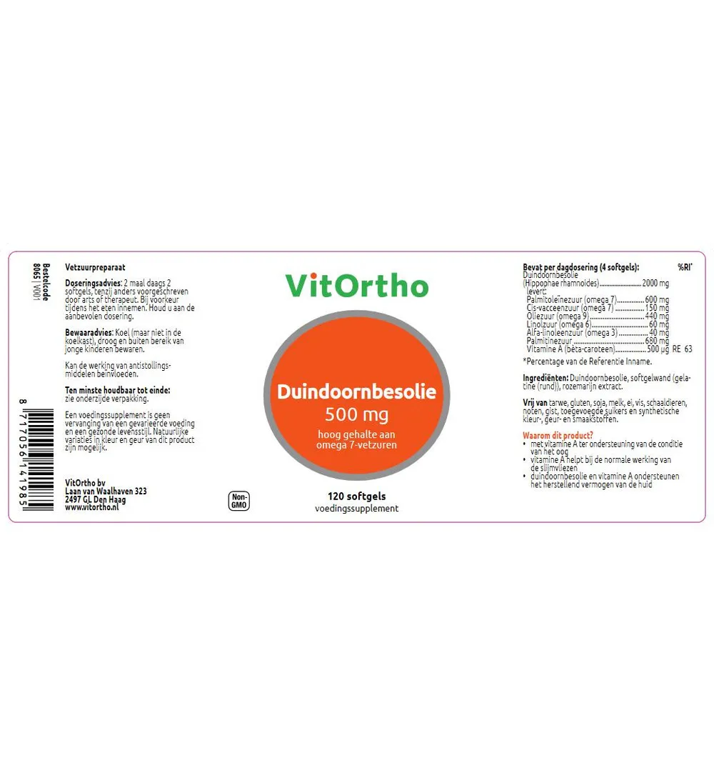 VitOrtho Duindoornbesolie (120 softgels)