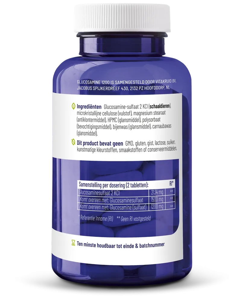 Vitakruid Glucosamine Sulfaat 2 KCI 1200mg (120 tabletten) - image 2