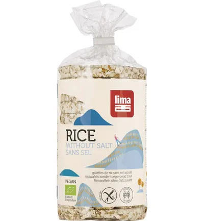 Lima Rijstwafels zonder Toegevoegd Zout Bio (100 gr)