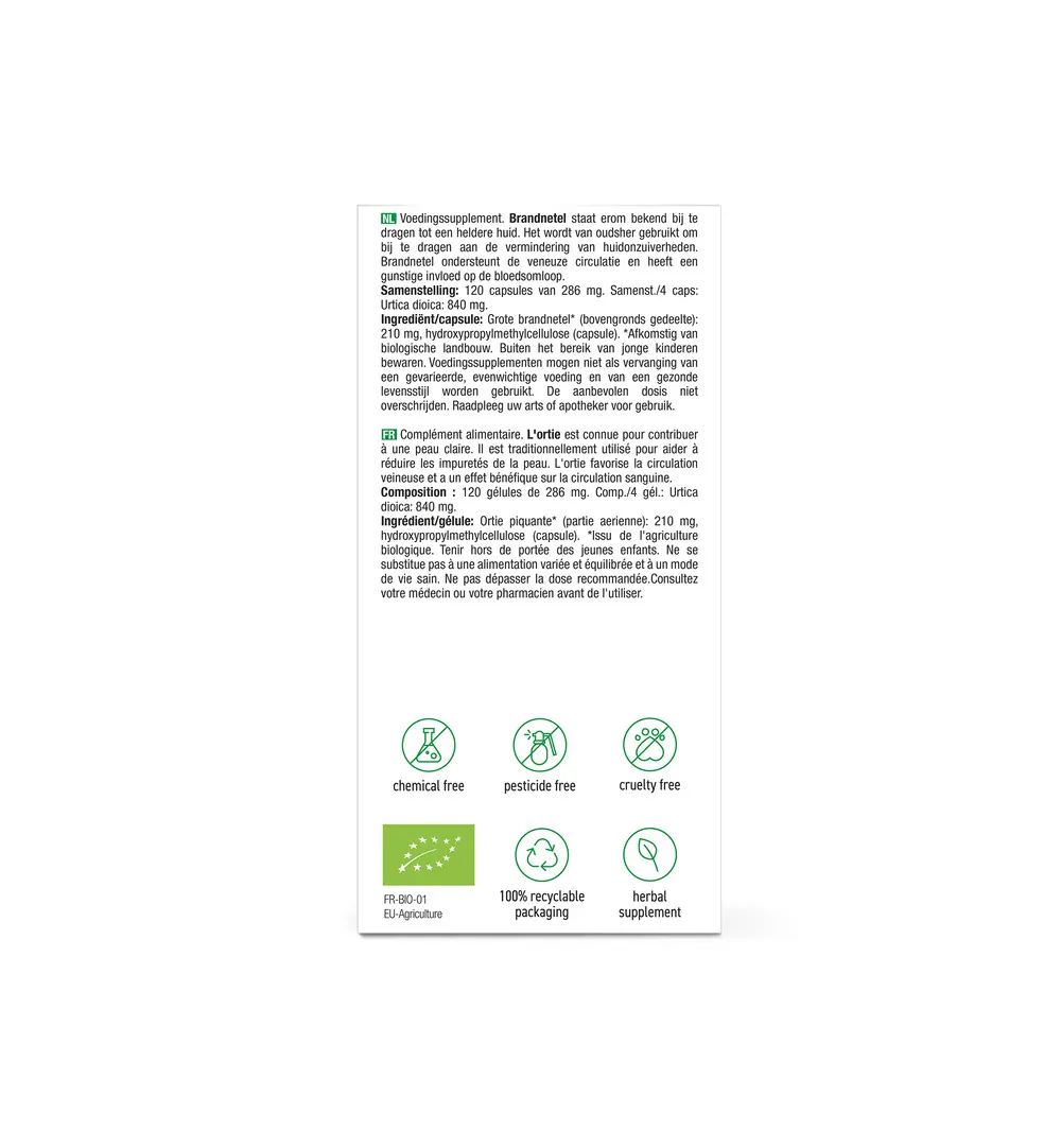 Purasana Brandnetel/Ortie Vegan Bio (120 vega capsules) - image 2