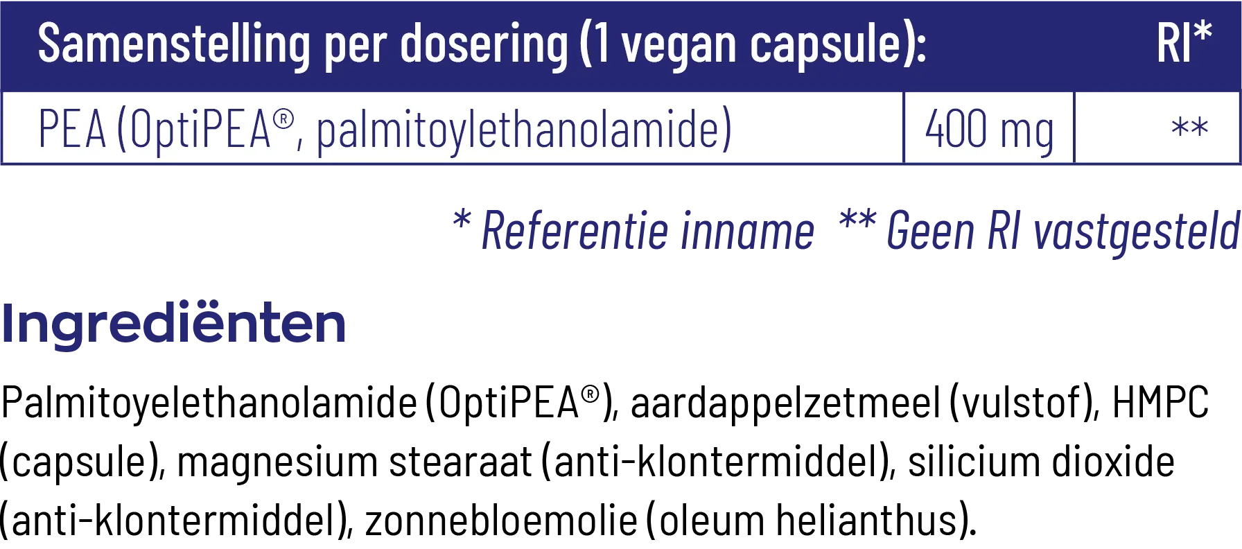 Vitakruid PEA Puur 400 Optipea® Palmitoylethanolamide (60 vega capsules) - image 3