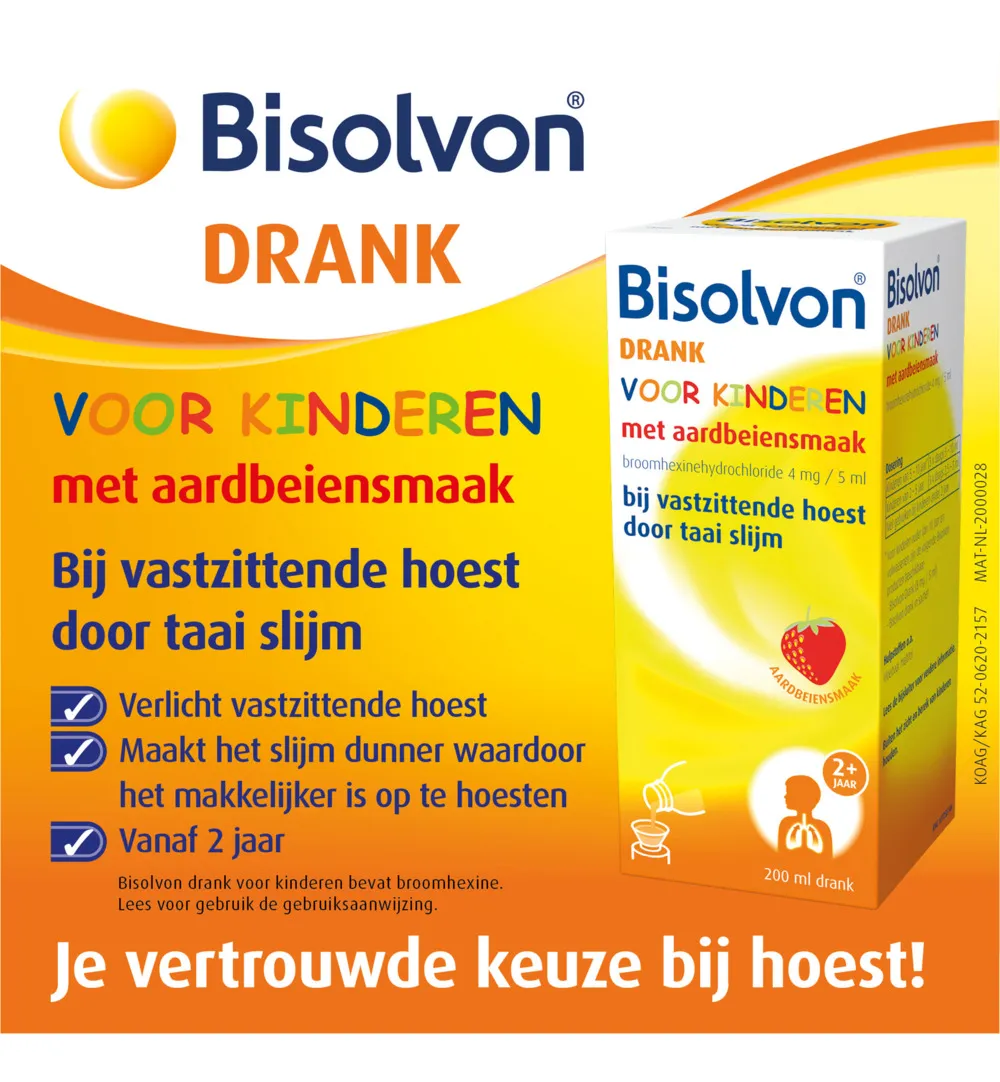 Bisolvon Drank Kind Aardbei (200 ml)