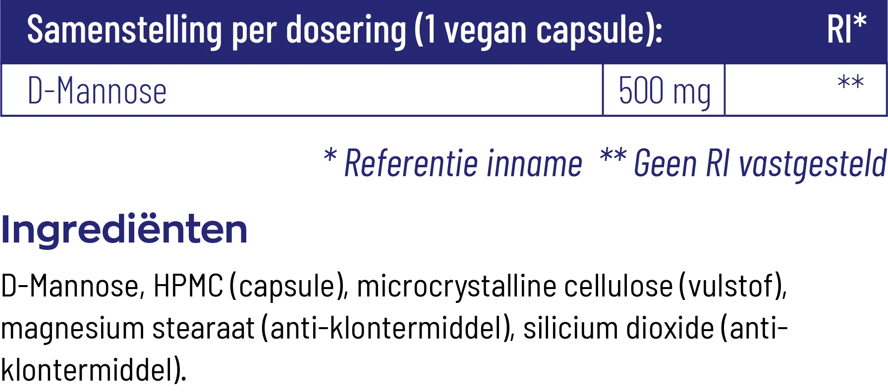 Vitakruid D-Mannose 500 (90 vega capsules) - image 3