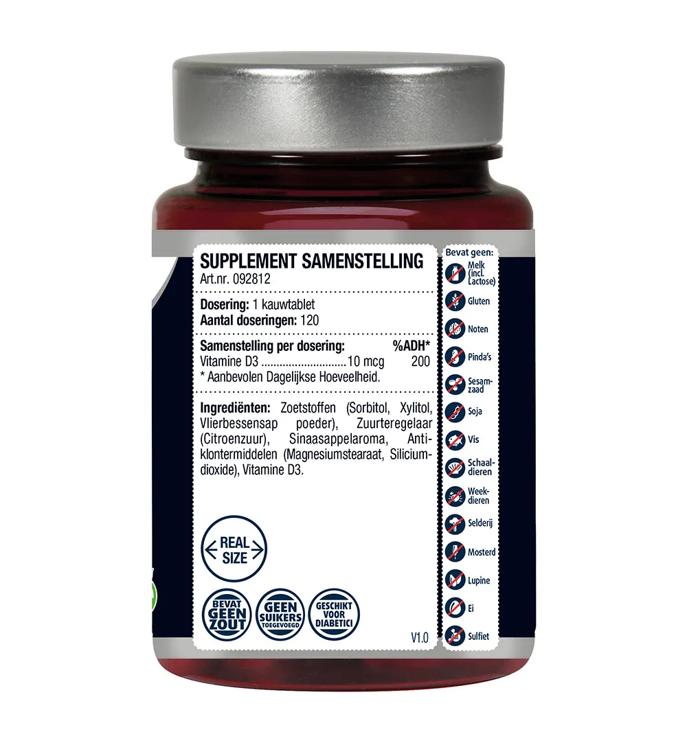 Lucovitaal Vitamine D3 10mcg (60 kauwtabletten) - image 2