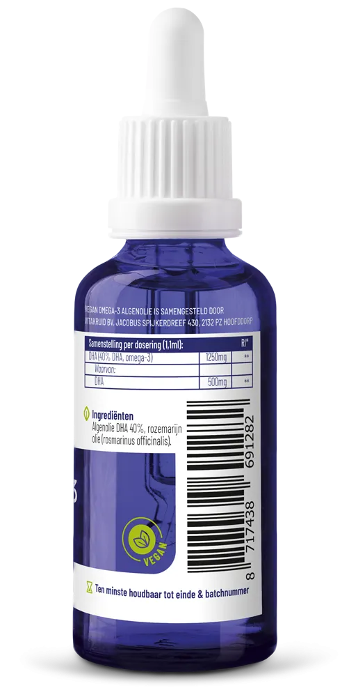 Vitakruid Vegan Omega 3 Algenolie 1250 Tryglyceriden 500 DHA (50 ml)