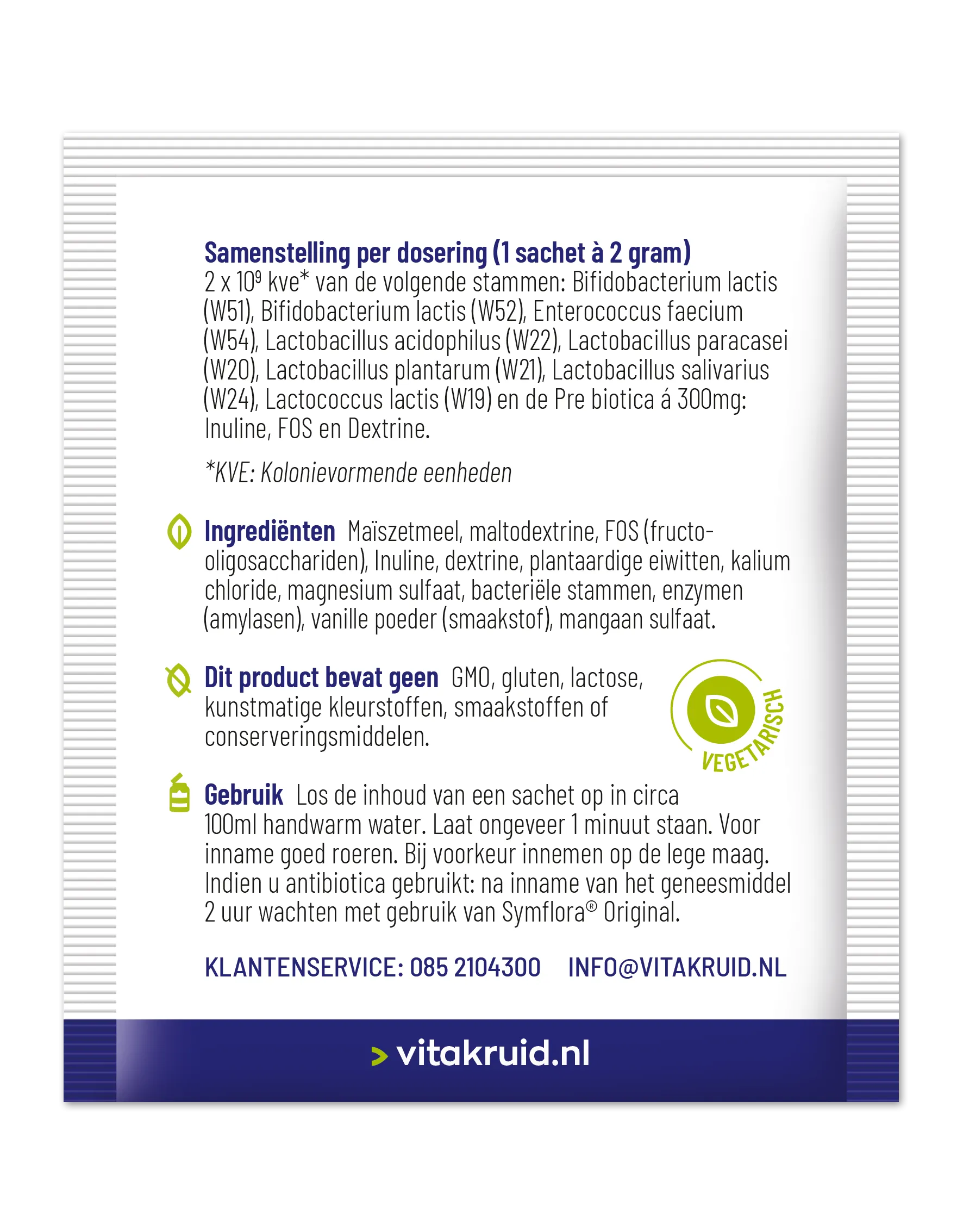 Vitakruid Symflora® Original Pre- en Probiotica 8 Stammen (60 zakjes) - image 2