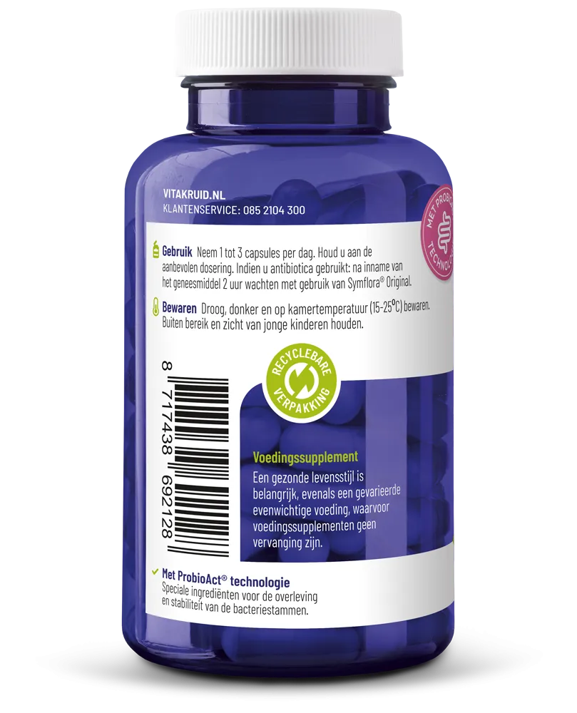 Vitakruid Symflora® Original Pre- en Probiotica 8 Stammen (90 vega capsules)