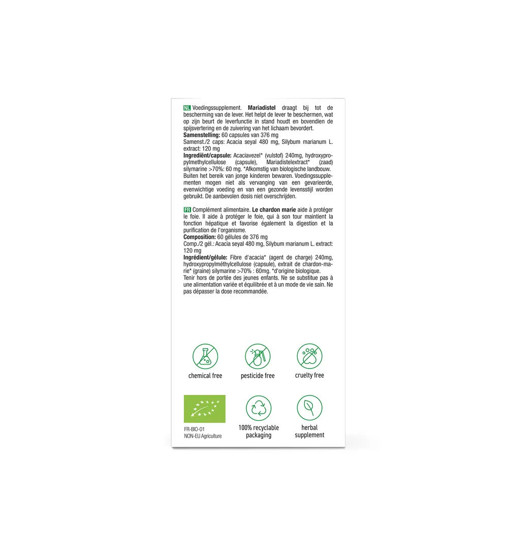 Purasana Mariadistel Extract 60 Mg (60 vega capsules) - image 2