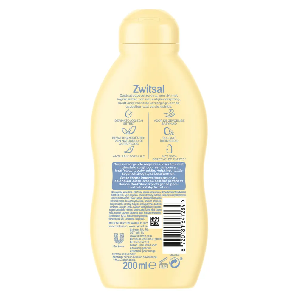 Zwitsal Wascreme Zeepvrij (200 ml)